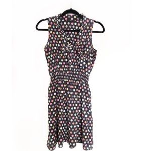 Soprano Mulit-color Polka Dot Tie Neck Dress